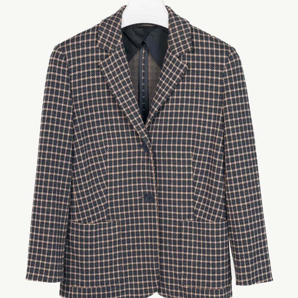 Weekend Max Mara Brown & Navy Plaid Knit Blazer